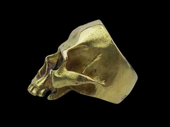 10k Gold Large Skull Without Jaw Ring (Mat Color Finish 10k Gold Large Skull Without Jaw Ring (Mat Color Finish