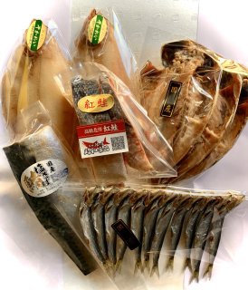 築地ミニセット【天然】中辛紅鮭と干物の詰合せ