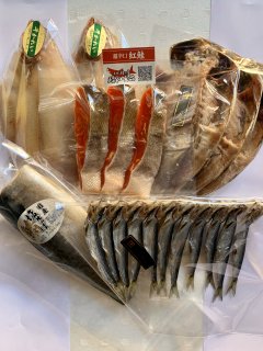 築地ミニセット【天然】超辛口紅鮭と干物の詰合せ