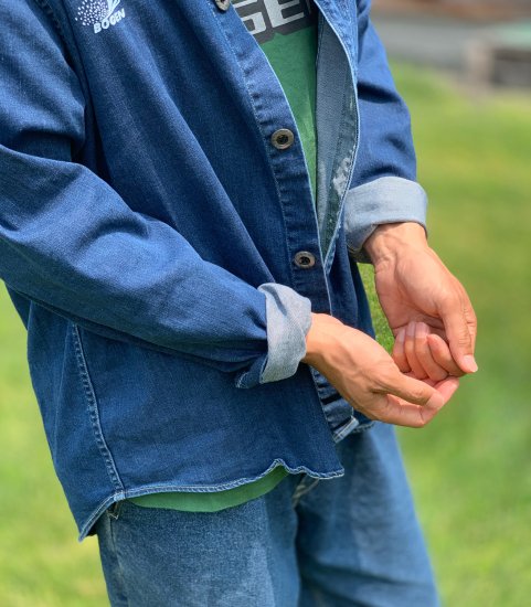 STAND COLLAR DENIM SHIRT JACKET