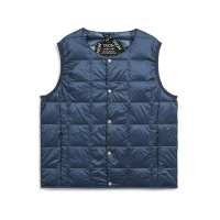 <b>TAION</b><br>23aw KIDS CREW  NECK  BUTTON  DOWN  VEST [ BASIC ]  with STORAGE BAG<br>D.BLUE <img class='new_mark_img2' src='https://img.shop-pro.jp/img/new/icons1.gif' style='border:none;display:inline;margin:0px;padding:0px;width:auto;' />