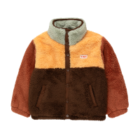 <b>tinycottons</b></br>23aw COLOR BLOCK POLAR SHERPA JACKET<br>dark brown / soft yellow