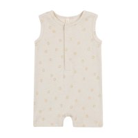 <b>QUINCY MAE</b><br>24ss RIBBED HENLEY ROMPER || SUNS<br>NATURAL-SUNS