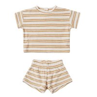 <b>QUINCY MAE</b><br>24ss TERRY TEE + SHORTS SET<br>HONEY-STRIPE<img class='new_mark_img2' src='https://img.shop-pro.jp/img/new/icons1.gif' style='border:none;display:inline;margin:0px;padding:0px;width:auto;' />