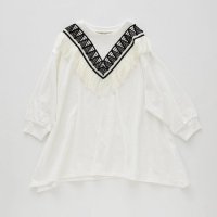 <b>eLfinFolk</b></br>24aw ZigZag Fringe Long Tee<br>white