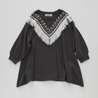 <b>eLfinFolk</b></br>24aw ZigZag Fringe Long Tee<br>charcoal