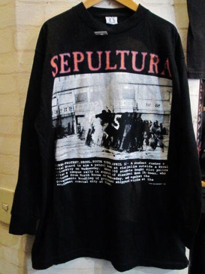 ☆激レア☆ セパルトゥラ SEPULTURA 92年 直筆サインTシャツ 激安正規