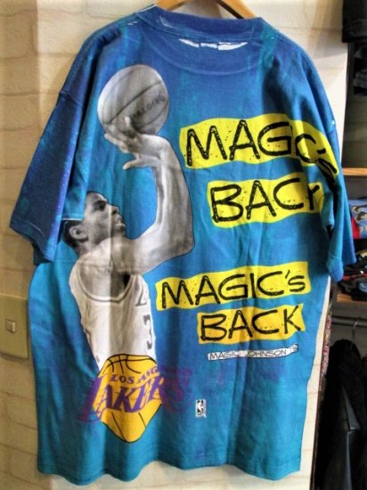 MAGIC JOHNSON (マジック・ジョンソン) LA LAKERS 全面プリントTシャツ 