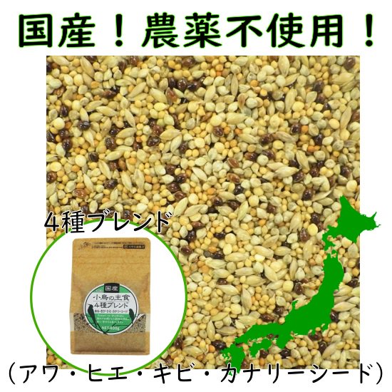 国産 農薬不使用】黒瀬ペットフード 小鳥の主食 4種ブレンド 400g