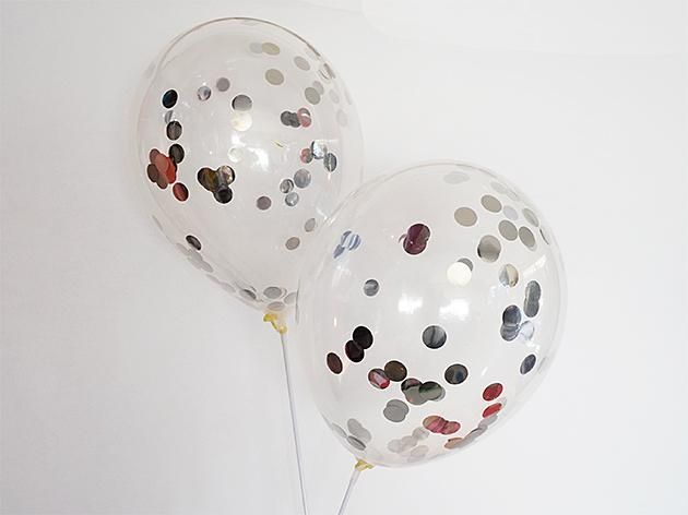 SILVER コンフェッティ入りバルーン 11'R(23〜28cm)5枚入