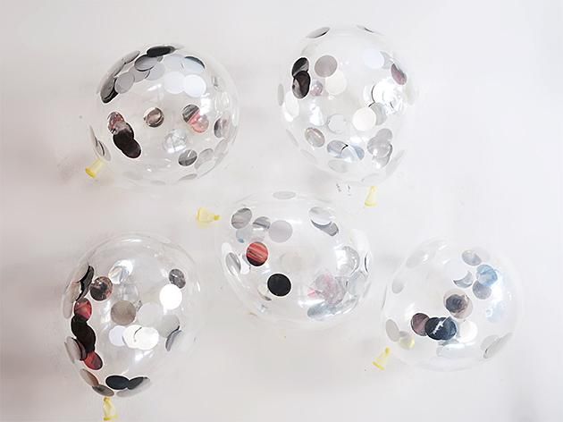 SILVER コンフェッティ入りminiバルーン 5'R(13cm)5枚入