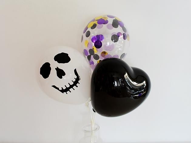 【スティック付】Halloween コンフェッティミックス ミニバルーン10枚・スティック10本 -Qualatex