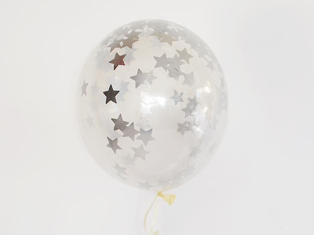 シルバー スター型コンフェッティ入りバルーン(23〜28cm)5枚入