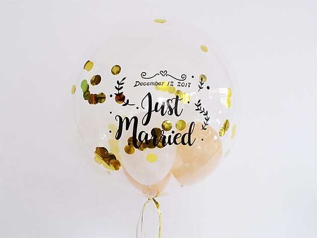 結婚式ウェディング フォントaタイプ Just Married インサイダーバルーン 44cm 送料無料 ガス入りプカプカバルーン バルーン電報 バルーンギフト