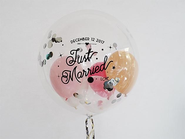 結婚式ウェディング【フォントBタイプ】Just Married インサイダーバルーン 44cm ★送料無料★ガス入りプカプカバルーン|バルーン電報・バルーンギフト