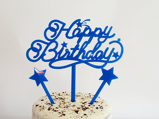 Happy Birthday Pop マリンブルー ケーキトッパー スタースティック 海外のおしゃれなパーティーグッズ ホームパーティー 誕生日 インテリア Chelsea Chips チェルシーチップス