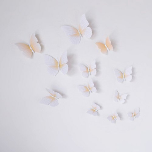 ホワイトバタフライ蝶々 デコレーション（マグネット付） 12個入