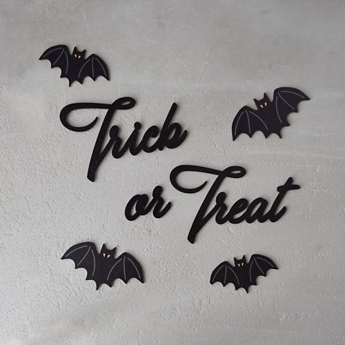 <img class='new_mark_img1' src='https://img.shop-pro.jp/img/new/icons14.gif' style='border:none;display:inline;margin:0px;padding:0px;width:auto;' />HALLOWEEN 「Trick or Treat」& BAT（コウモリ）ウッド デコレーション  - MOONTIC