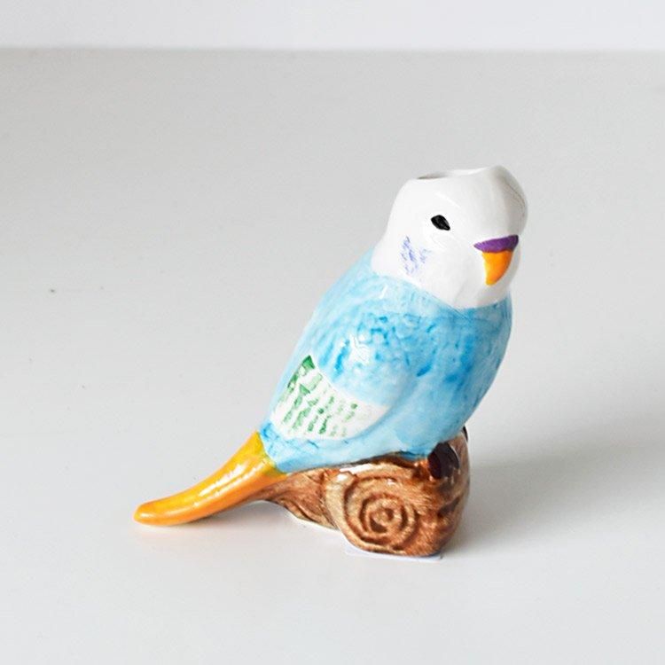 フラワーベース（花瓶） ガラス - Parakeet（インコ） H9cm
