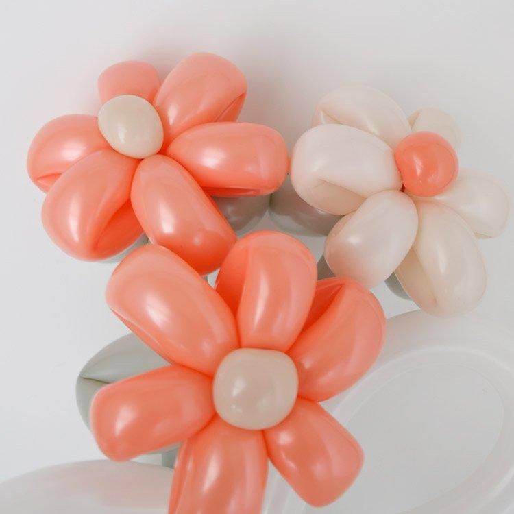 ボヘミアンオレンジ バルーンフラワー3本セットブーケ型◇ラバー（ゴム
