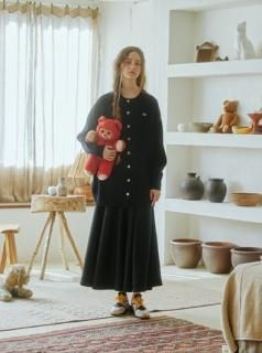 2way Mix Textile Knit Gawn(BLACK)