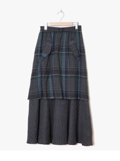 Checked Wool Layer Skirt(GREY)
