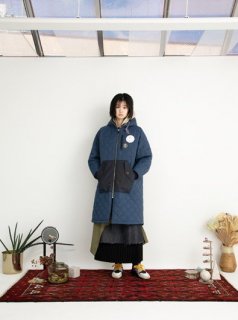 Quilt Layer Hoodie CoatBLUE