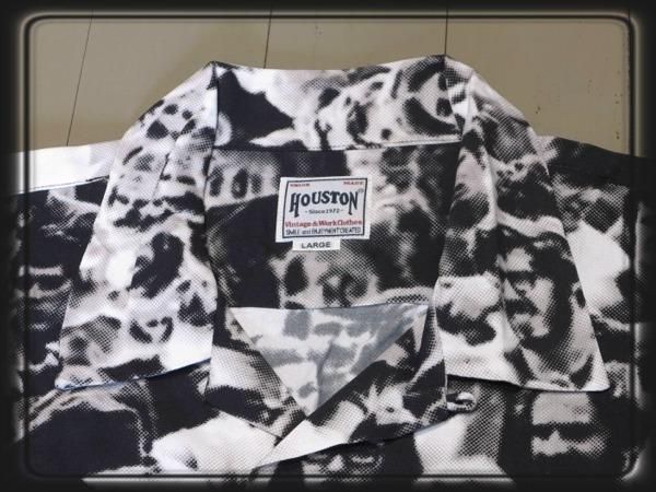希少Woodstockウッドストック柄　HOUSTON アロハシャツ 紫レーヨン 希少Woodstockウッドストック柄 HOUSTON アロハシャツ 紫