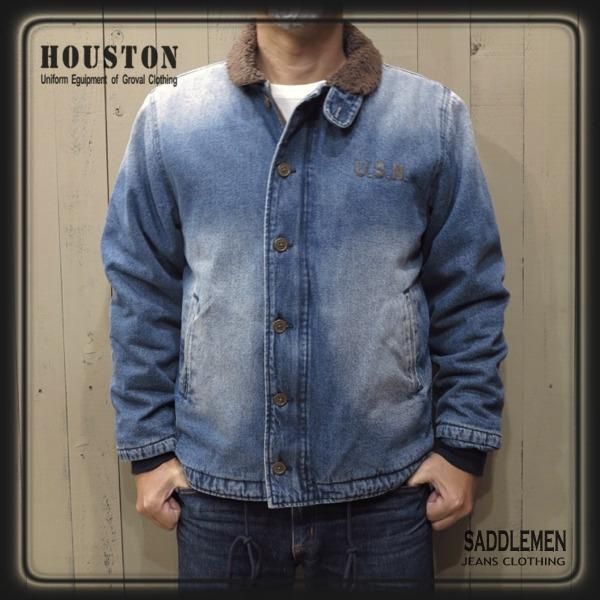 HOUSTON DENIME コラボ デッキジャケット USN デニム ボア 