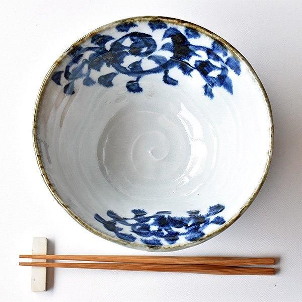 呉須タコ唐草 7.0変形丼 約20.8cm 青系 中華食器・アジアン食器