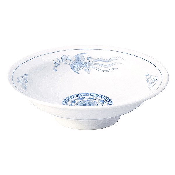 鳳凰 7.0丸高台皿 約21.8cm 青系 中華食器・アジアン食器 チャーハン皿 