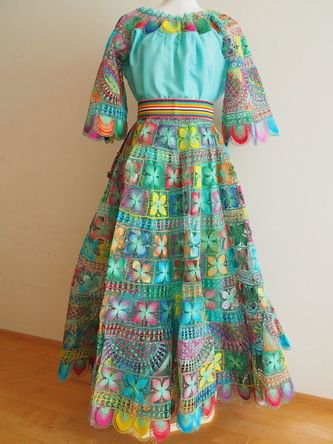 ニャンドゥティ パステルグリーン パラグアイ民族衣装 中南米の衣装と雑貨のお店 Zakkamundo ザッカムンド
