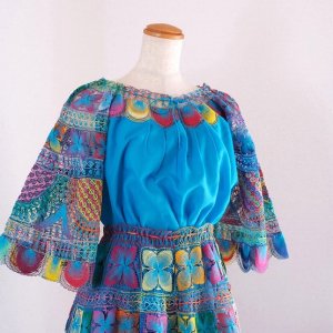 南米、パラグアイ、民族衣装、ニャンドウティ、ドレス、手縫い刺繍