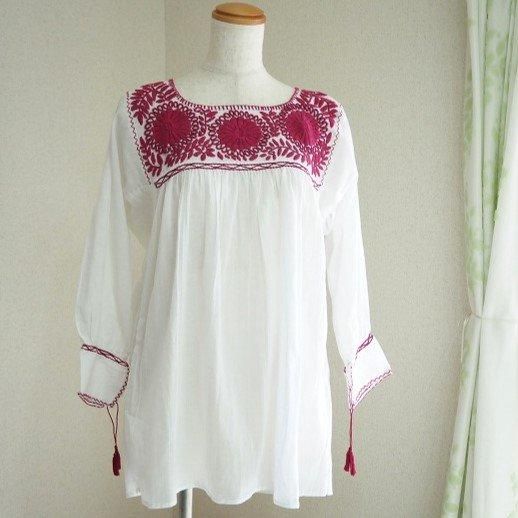 メキシコ刺繍ブラウス【チアパス アグアカテナンゴ 九分丈