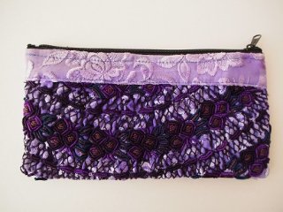 メキシコ・チアパス刺繍ポーチ・横長(紫)