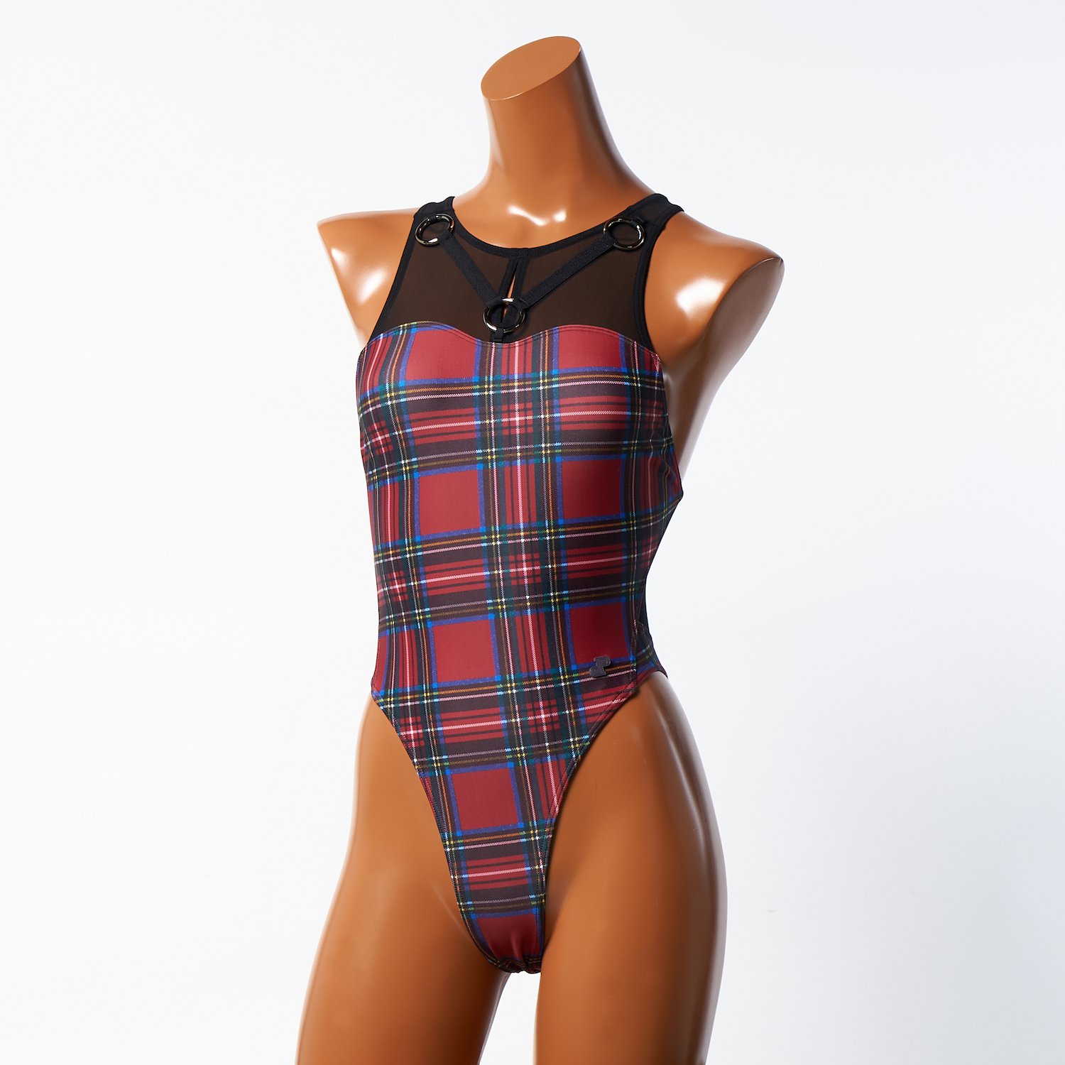 【PS-OP-22-001 Plus】 タータンプリントワンピーススイムスーツ/ TARTAN print One-piece  Swimsuit（ソフトストレッチ素材）(KW)