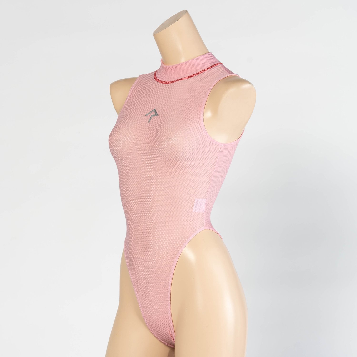 【K-030 Plus】 ハイネックメッシュボディスーツ プラスサイズ/ Hi-neck Mesh bodysuit （Stretch  mesh）(NM)