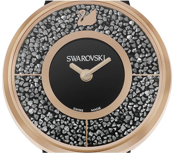 約35cmベルト【美品】Swarovski 時計 クリスタルライン ブラック