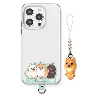 ジェラートピケ DOG3柄ロングパンツ ポメラニアン柄 グレー