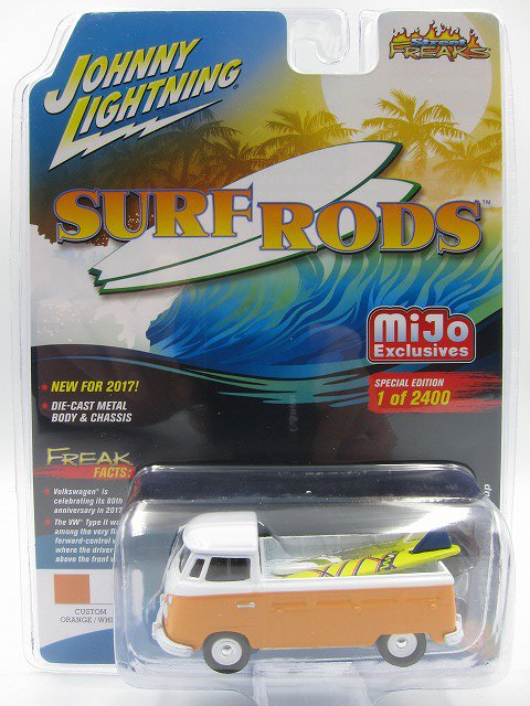 ジョニーライトニング　MIJO EXCLUSIVES SURF RODS 1/64 1962 フォルクスワーゲン TYPE2 ピックアップ  アメ車ミニカー＆US雑貨の通販ショップ ノーブルホビーズ