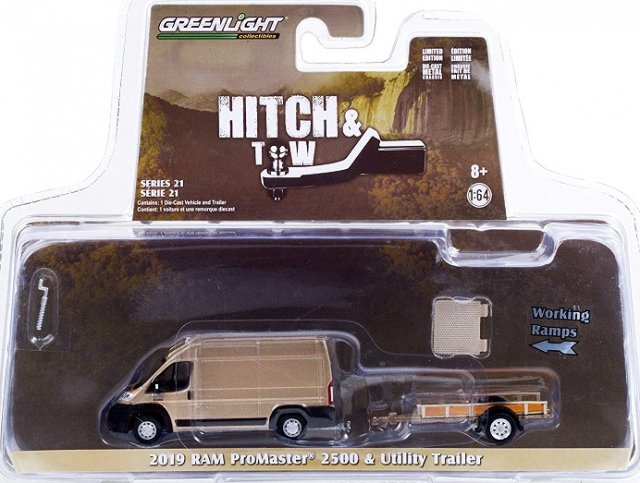 グリーンライト HITCH u0026 TOW 1/64 2019 ラム プロマスター 2500 u0026 ユーティリティートレーラー  アメ車ミニカー＆US雑貨の通販ショップ ノーブルホビーズ