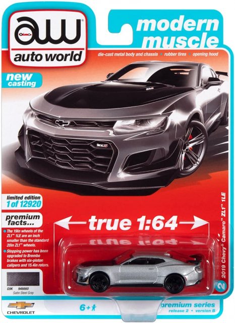 オートワールド 1/64 2019 シボレー カマロ ZL1 1LE サテンスチール