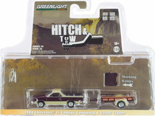 グリーンライト HITCH u0026 TOW 1/64 1984 シボレー エルカミーノ コンクエスタ u0026 ユーティリティ トレーラー  アメ車ミニカー＆US雑貨の通販ショップ ノーブルホビーズ