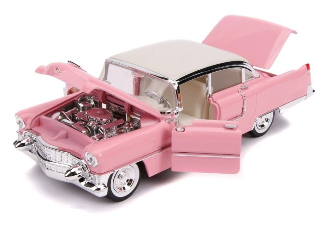 ジェイダトイズ HOLLYWOOD RIDES 1/24 エルビス・プレスリー 1955 キャデラック フリートウッド PINK with フィギュア  アメ車ミニカー＆US雑貨の通販ショップ ノーブルホビーズ