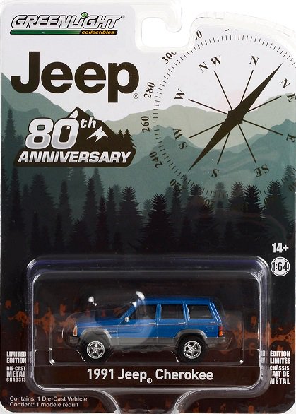 グリーンライト ANNIVERSARY COLLECTION 1/64 1991 JEEP/ジープ チェロキー JEEP 80th ANNIV　 アメ車ミニカー＆US雑貨の通販ショップ ノーブルホビーズ