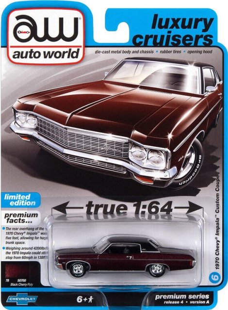 □ aw(auto worldオートワールド) 1/64 1970 Chevy Impala SS ブラック 