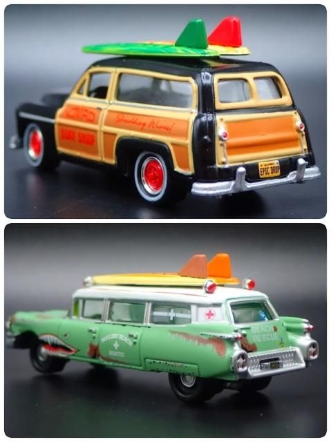 ジョニーライトニング 2PACK 1/64 1950 マーキュリー ウッディワゴン & 1959 キャデラック アンビュランス 