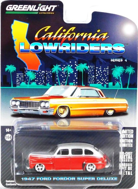 グリーンライト CALIFORNIA LOWRIDERS 1/64 1947 フォード スーパーデラックス SILVER/RED　ノーブルホビーズ　 アメ車ミニカー＆US雑貨の通販ショップ