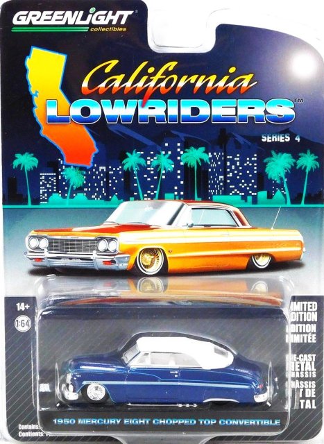 グリーンライト CALIFORNIA LOWRIDERS 1/64 1950 マーキュリー エイト チョップド トップ コンバーチブル BLUE　 ノーブルホビーズ　アメ車ミニカー＆US雑貨の通販ショップ