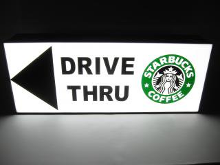 LS068 LIGHT SIGN ライト サイン(VINTAGE/ヴィンテージ) 『STARBUCKS DRIVE THRU』 スターバックス  ドライブスルー